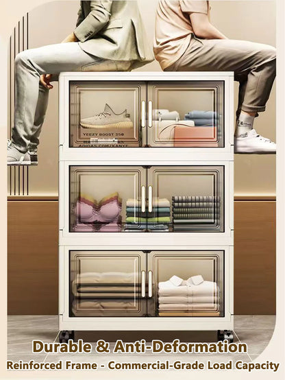 Multi-specification Large Capacity Storage Cabinet with Open Door Multifunction Foldable Closet Organizer Sundries Cabinet