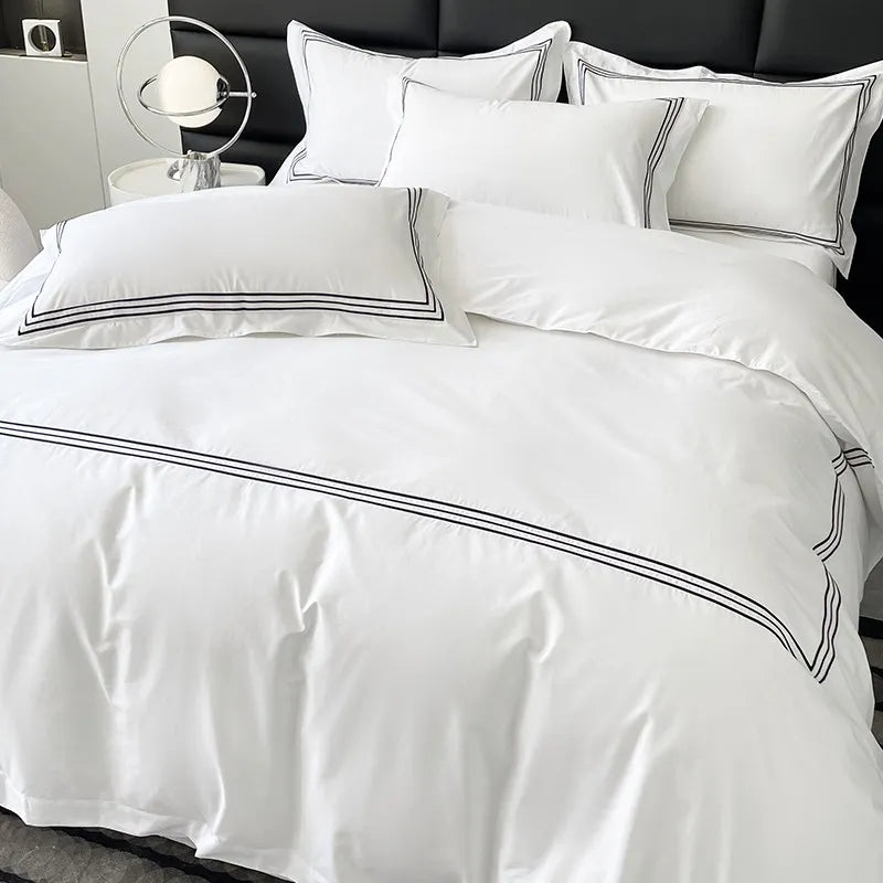 Nordic Style Pure Cotton Duvet Cover Hotel-Grade 100% Cotton Queen King Size Quilt Cover Sheet Pillowcases High-End Bedding Set
