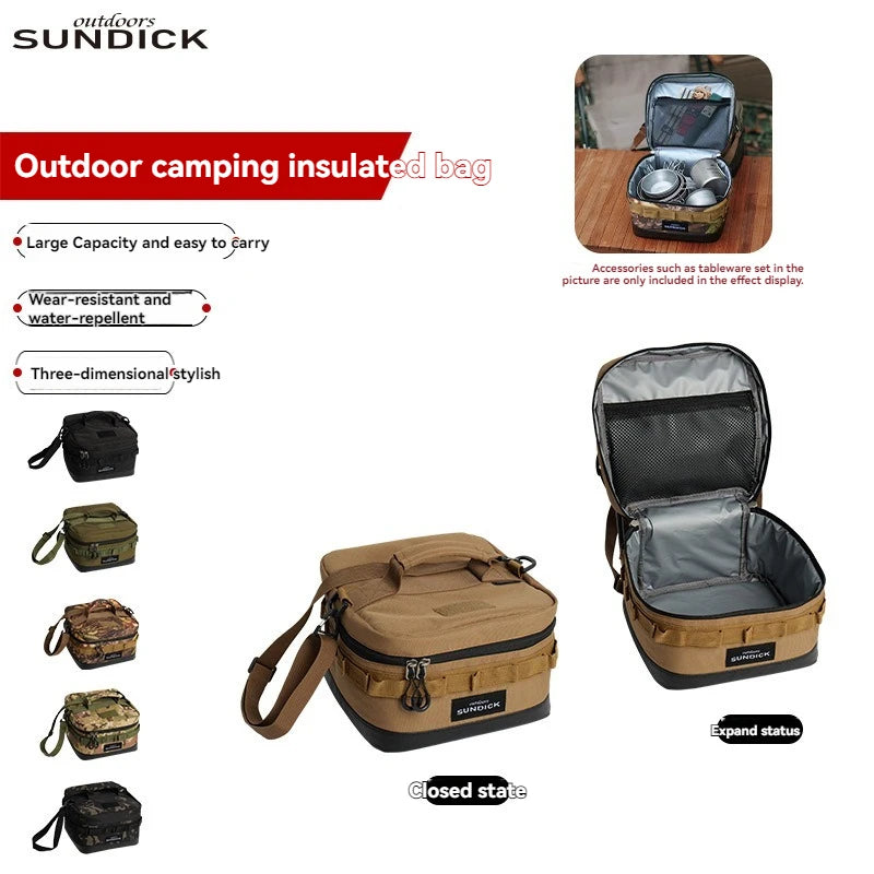 1 black/brown/Army green/camo optional camping insulated outdoor camping bowl cup storage bag
