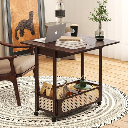 Household Goodstrolley With Wheels Movable Folding Coffee Table Living Room Sofa Side Table