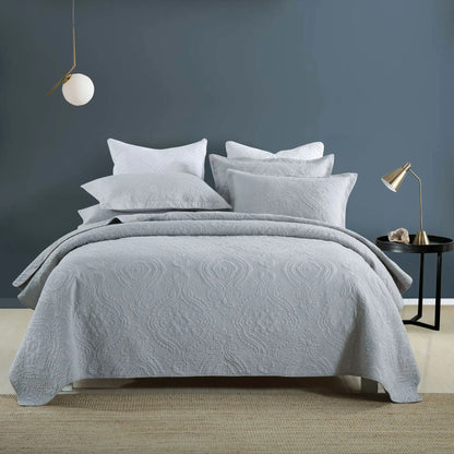 CHAUSUB 100% Cotton Quilt Set King Queen 3PCS Solid Color Embroidered Bedspread & Coverlet,Summer Comforter Blanket for Bed,Home