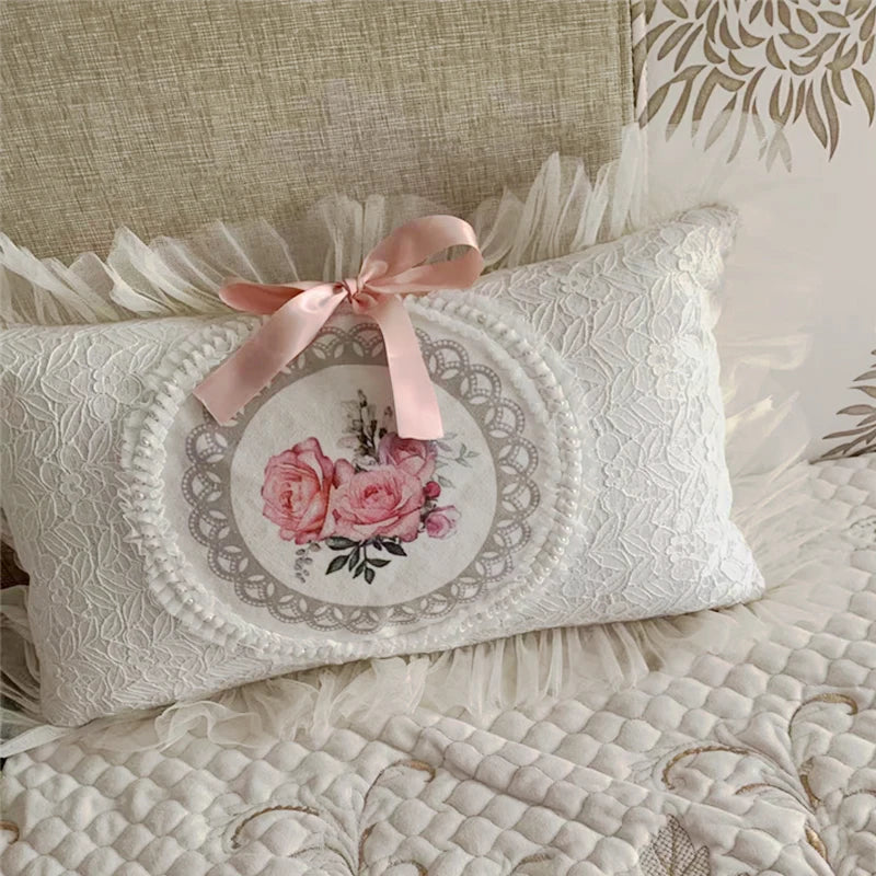 Decorative Cushions for Living Room Retro Printed Pillow Cover Home Flower Lace Single French Classical Pastoral Pillow Case