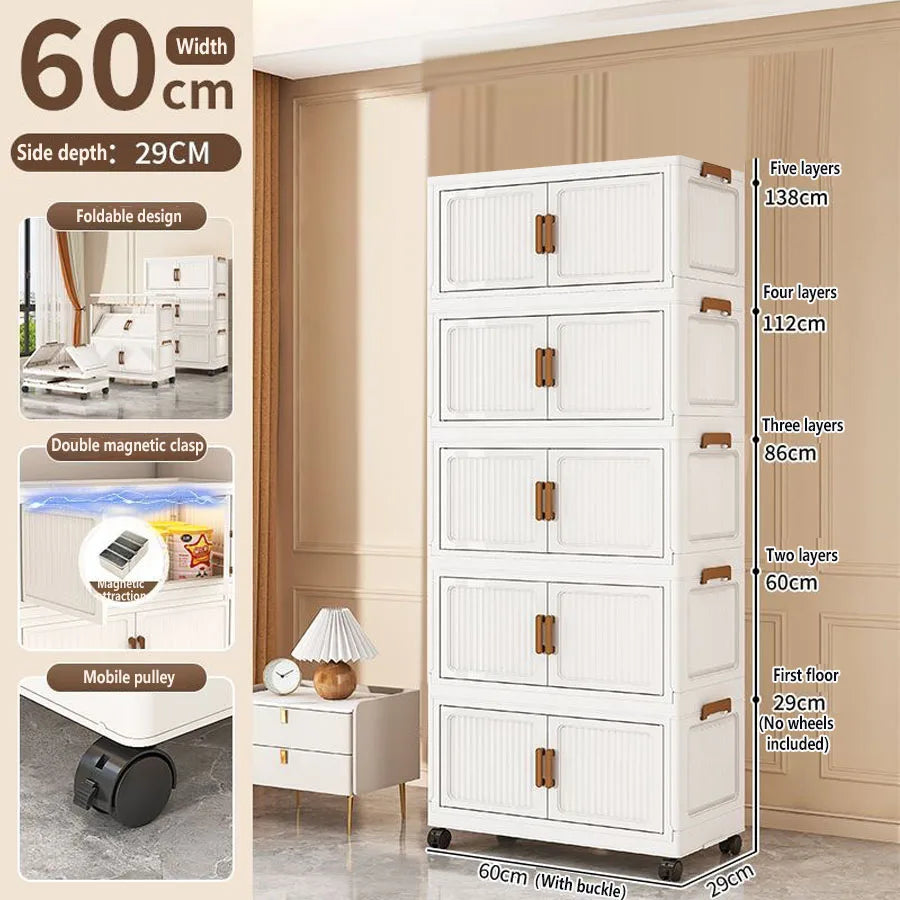 Folding Storage Cabinet Multi-Scene Storage Cabinet Wall-Mounted Kitchen Bathroom Bedroom Living Room Organizer