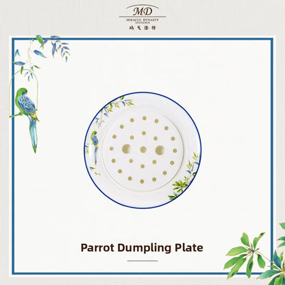 Miroco Luxury Porcelain Dinnerware Set Parrot Pattern Ele round Di Deep cm for Adult Home Use High Quali Bone China