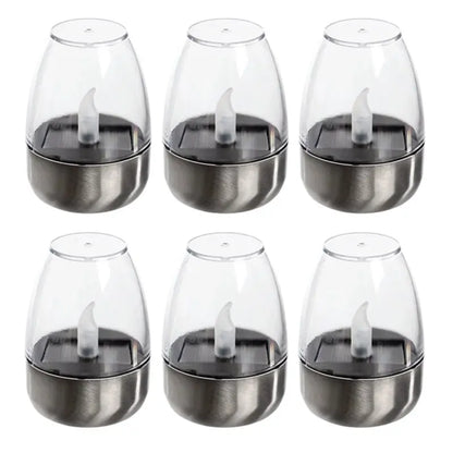 Solar Powered LED Candles 6 Pieces Rechargeable Flameless Night Lights For Garden Outdoor Wedding Party Decor Atmosphere Lamps