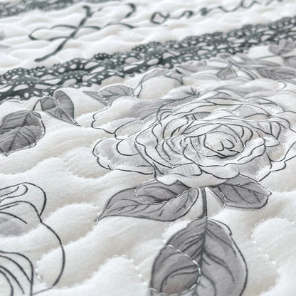 1pc Quilted Bedspread for Beds Thick Blanket with Lace Single/Queen/King Size Flower Printed Quilted Bed Cover Soft Bedspreads