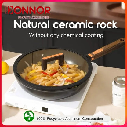 DONNOR Non-stick Frying Pan Soup Pot Wok Omelette Pans Cooking Pot Cookware for Gas Stove and Induction Cooker Home Accessories