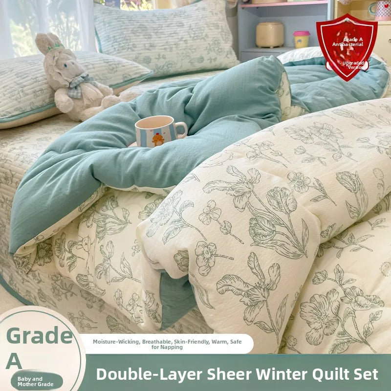 A-Class Double-Layer Thiened Warmth Blanket Core for Renting Houses Spring Autumn Winter Use Home Bedroom Dormi Four-Pi...