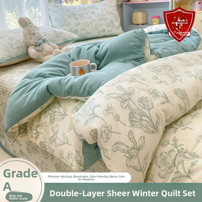 A-Class Double-Layer Thiened Warmth Blanket Core for Renting Houses Spring Autumn Winter Use Home Bedroom Dormi Four-Pi...