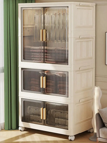 Large Capacity Multifunction Storage Cabinet Dustproof Wardrobe Folding Home Organization Solution