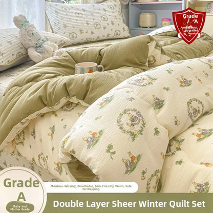 A-Class Double-Layer Thiened Warmth Blanket Core for Renting Houses Spring Autumn Winter Use Home Bedroom Dormi Four-Pi...