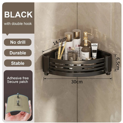 Black Bathroom Shelf for Shower Wall Mounted Shampoo Bottle Orangizer Shower Corner Rack Storage Punch-free Bathroom Accessories