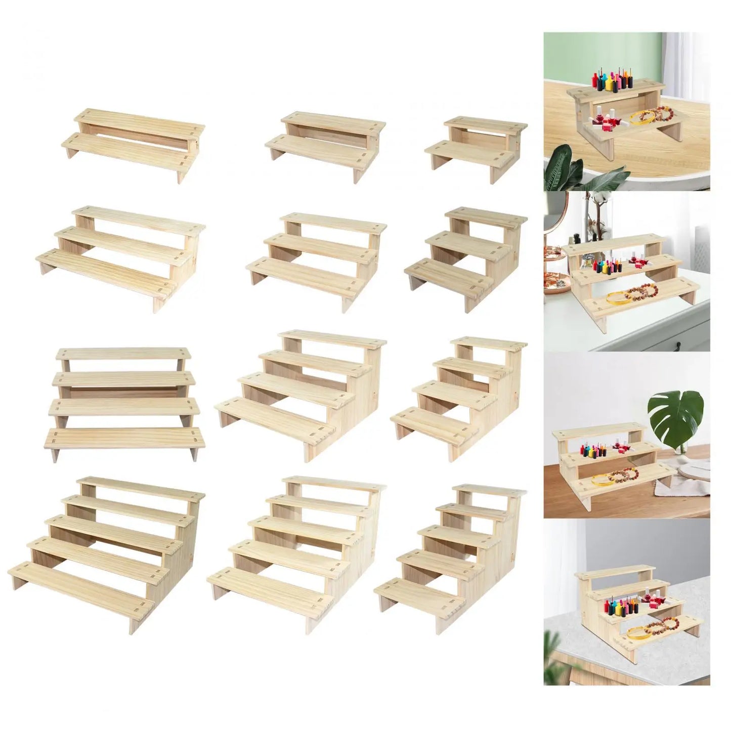 Wood Display Shelf Collectibles Display Stand Storage Durable Showcase Fixtures