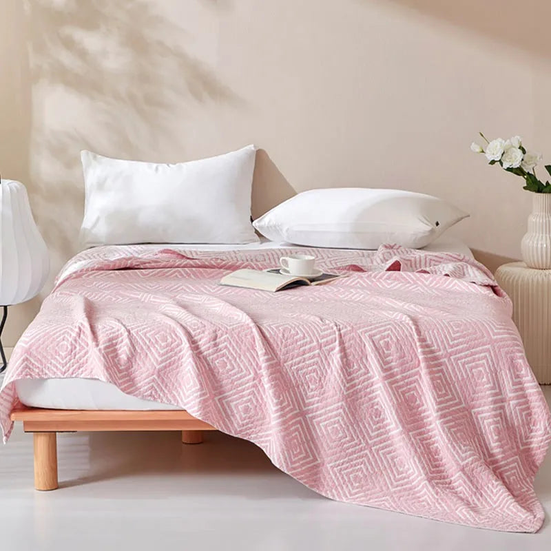 Cotton Gauze Blankets Muslin Bedspread for Bed Summer Double Couple Towel Quilts King Size Bed Covers Plaid Blankets Bed Sheet
