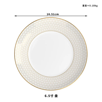 New Bone China Dinner Plates Luxury Gilded Lace Ceramic Tableware Set Feast Porcelain Western Plate Cake Dish Home Decor