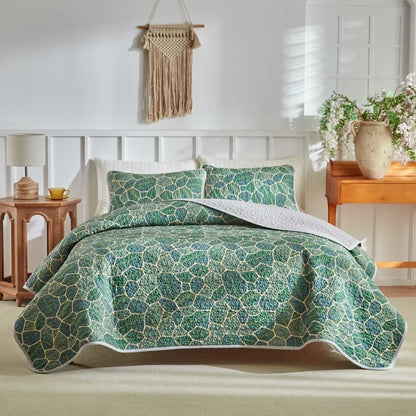 2026 Quilted Bedspread Set Microfiber Bed Cover+Pillowcase Floral Geometric Print Patchwork Summer Quilt Full King Drop Shipping