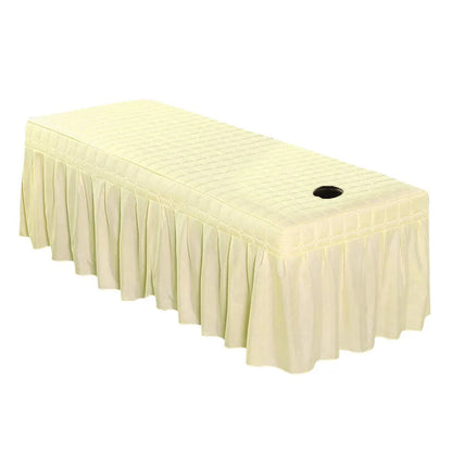 Thick Quilting Bed Skirt Beauty Salon Massage Plaid Bed Cover Sheet Skin-Friendly SPA Bed Full Cover with Hole Sabnanas, 1pcs