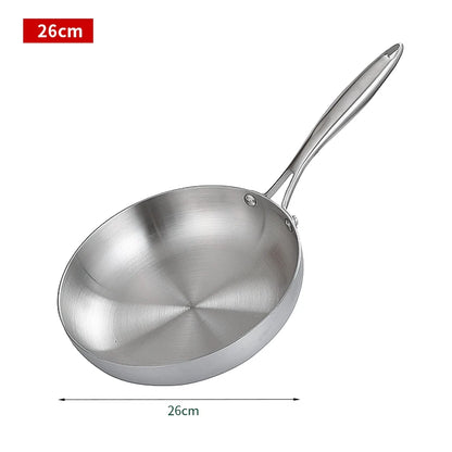 Stainless Steel Frying Pan, NonStick Pan Fried Steak Pot  Uncoated Kitchen Cookware For Gas Stove and Induction Cooker