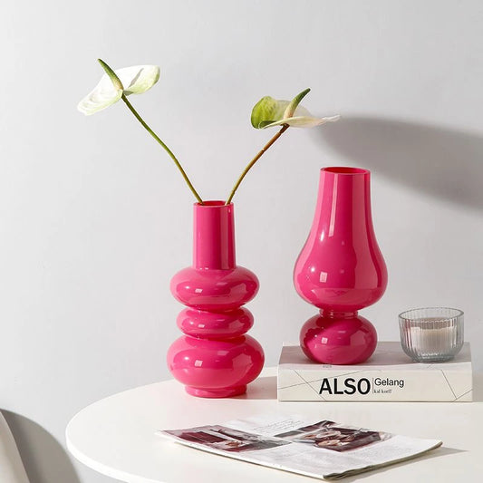Modern mat Glass Flower Vase for Living Room Fre Flowers Hydroponics  Home Decorative Accories Medium Size