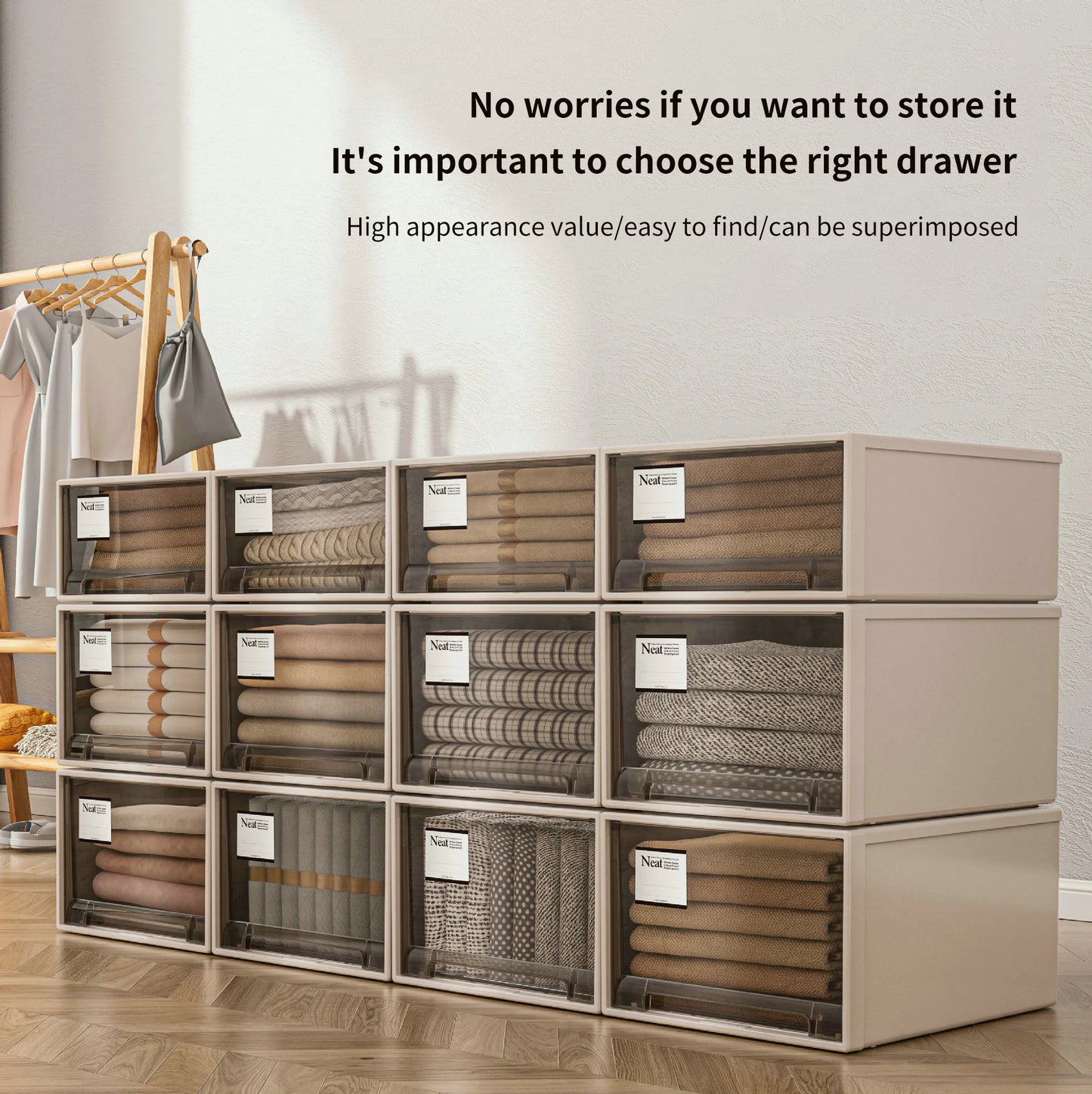Storage Box Space-Saving Bedroom Organizer Boxes Brown Drawer Storage Cabinet Clothes Toys Shoes Socks Quilt Sorting Storage Box