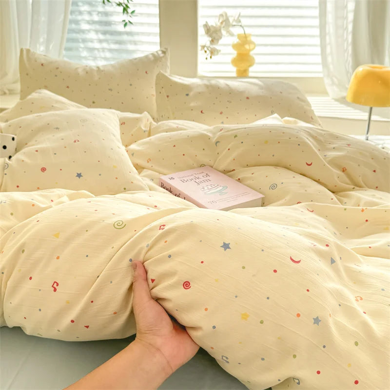 Bonenjoy Floral Style Duvet Cover Sets Single/Queen/King Soft Washed Cotton Bed Cover Sets dekbedovertrek 240x220 Bedding Sets