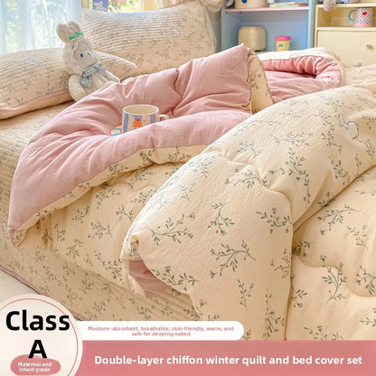 A-Class Double-Layer Thiened Warmth Blanket Core for Renting Houses Spring Autumn Winter Use Home Bedroom Dormi Four-Pi...
