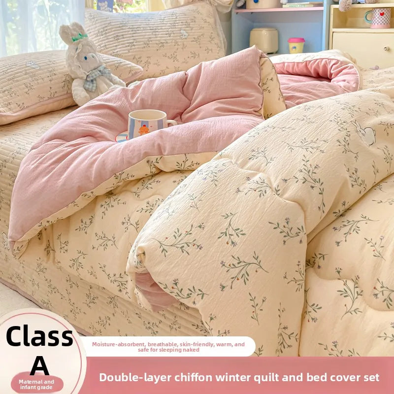 A-Class Double-Layer Thiened Warmth Blanket Core for Renting Houses Spring Autumn Winter Use Home Bedroom Dormi Four-Pi...