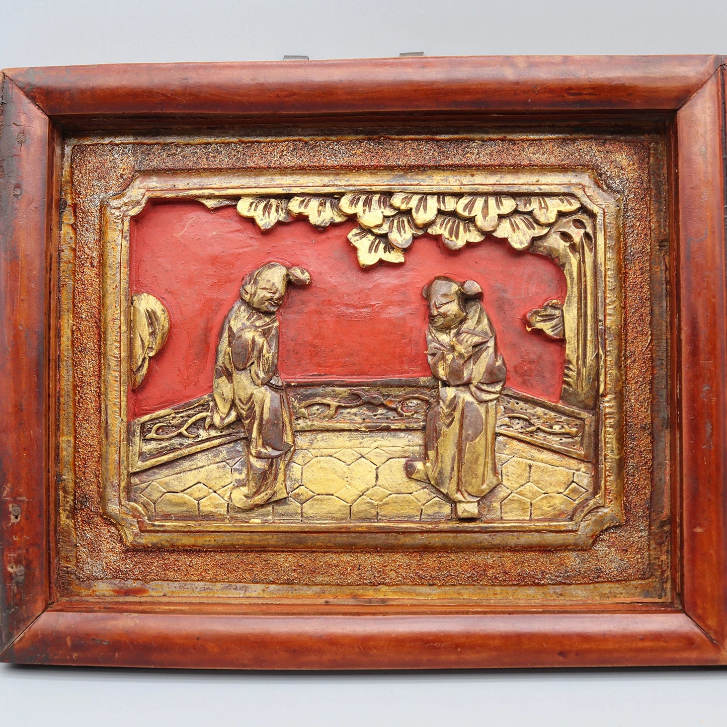 Old Carving Panel, Wall Decoration, Gilded Figurine Decoration