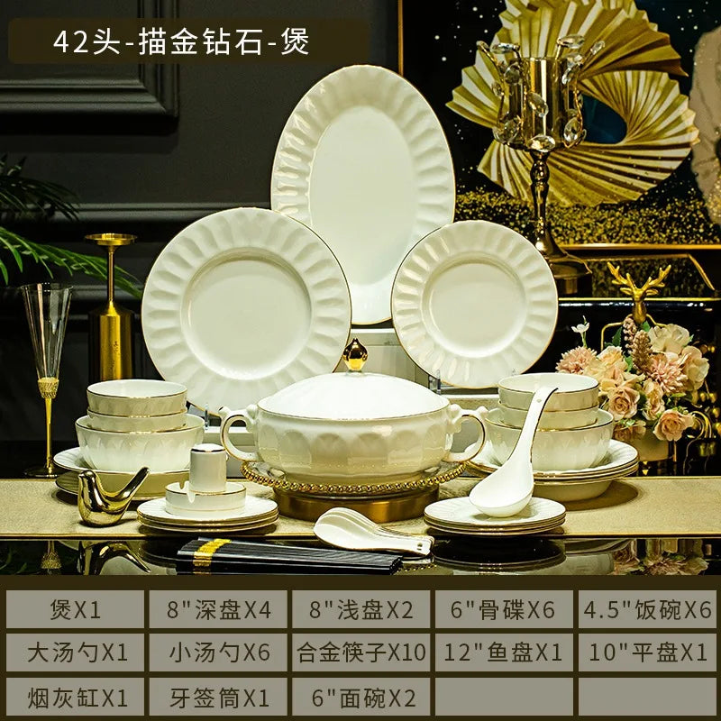 Ceramic dishes tableware set, hotel relief dishes