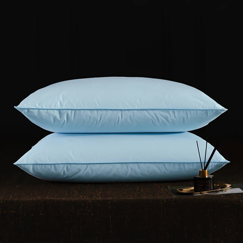 2Pcs 95% Goose Feather Down Pillows Neck Pillows for Sleeping 1 Pair Bed Pillow Inserts 100% Cotton Shell Standard Queen King