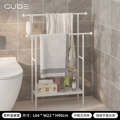 Floor-standing Bathroom Storage Rack Towel and Shower Organizer for Toilet and Bathtub Durable Bathroom Utility Shelf