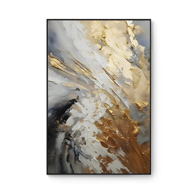 100% Hand Painted，Gold, Grey, Beige, Black ,Textured Painting, Acrylic Abstract Oil Painting, Wall Decor Living Room, Office Wal