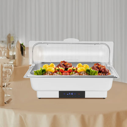 22*14.2*13.8in 600W Single Panel Chafing Dish Buffet Warmer Set Stainless Steel Food Warming Container with 4.92ft Power Cord