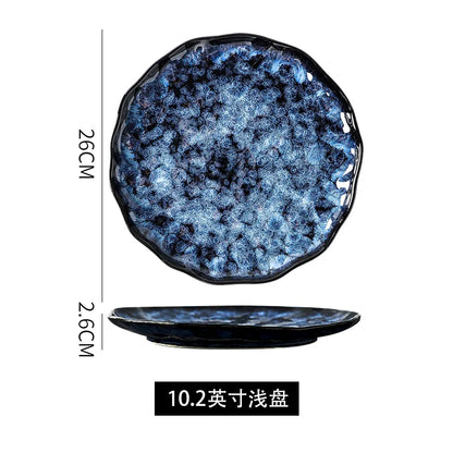 Creative Kiln-Change Bowl and Plate Tableware Home Retro Ceramic Tableware Hotel Dish Plate Rice Bowl Set Home Fish Plate