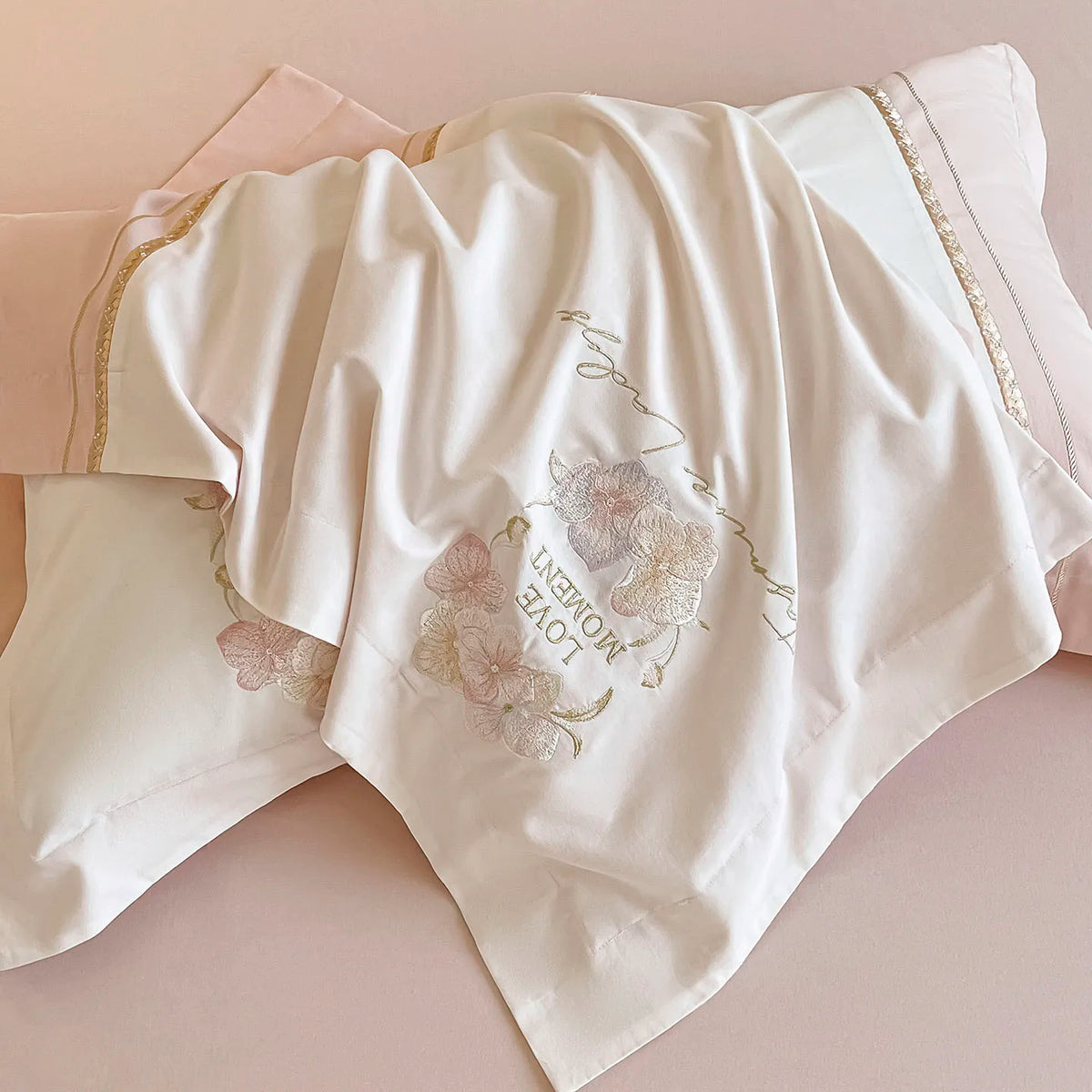 Butterfly Embroidery Bedding Set Luxury 4pcs Egyptian Cotton Duvet Cover Set Flat/Fitted Bed Sheet Pillowcases Home Textiles
