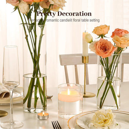Glass Cylinder Vases 4/6/8 Inch Tall Clear Vases for Centerpieces Weeding Decoration, Clear Glass Flower Vases Hurricane
