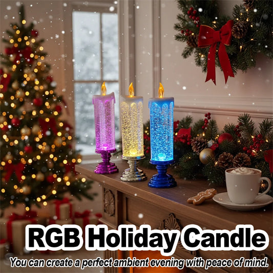 Led Christmas Candle Light Usb Flameless Candles Glitter Simulation Decorative Lantern Battery Powered Colored Romantic Electric