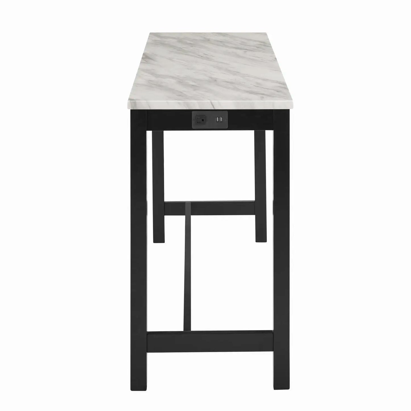 New Classic Furniture Celeste Faux Marble Theater Bar Table with 3 Bar Stool Set, Black Velvet with Black Base, Customized