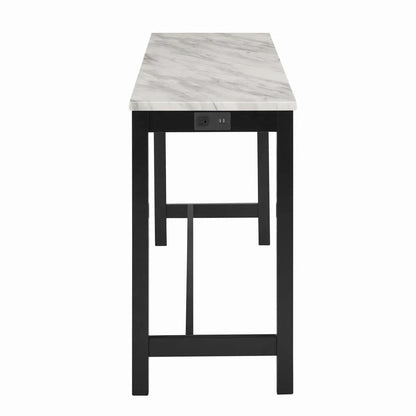 New Classic Furniture Celeste Faux Marble Theater Bar Table with 3 Bar Stool Set, Black Velvet with Black Base, Customized