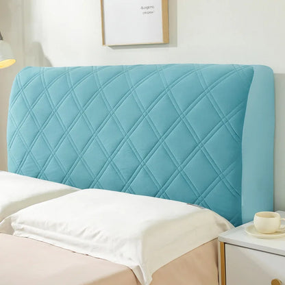 Solid Color Quilted Bed Headboard Cover All-inclusive Thicken Velvet Head Cover for Curvy Anti-dirt Bed Backrest Cover
