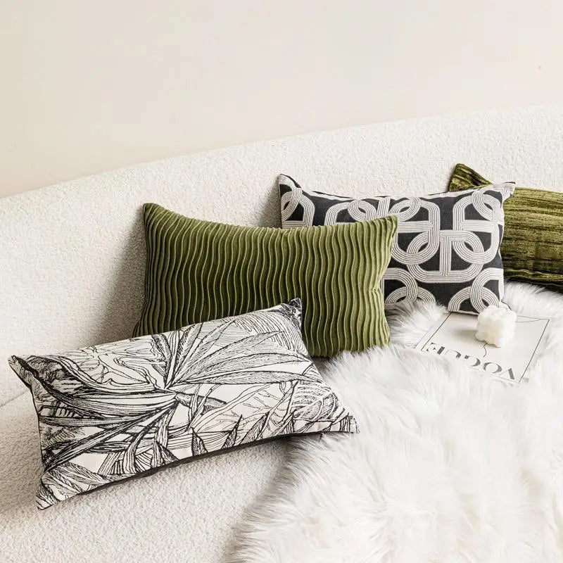 Modern Luxury Lumbar Pillow Cover 12x20in High Density Embroidered Jacquard Pillow Covers Decorative Home Decor for Sofa Bedroom