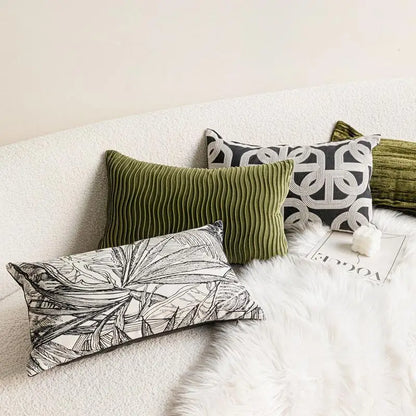 Modern Luxury Lumbar Pillow Cover 12x20in High Density Embroidered Jacquard Pillow Covers Decorative Home Decor for Sofa Bedroom