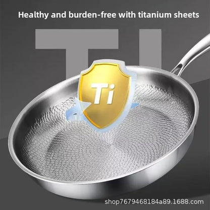 26/28cm German Pure Titanium Frying Pan Non-stick Frying Pan Uncoated Fish Scale Hammer Pattern Titanium Alloy Cookware