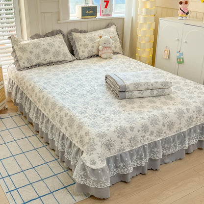 Bonenjoy Bedspread Floral Style Bed Linen Lace Bed Cover Quilted Bedsheet 250x260cm Bedspreads 침대커버 (Pillowcase Need Order)