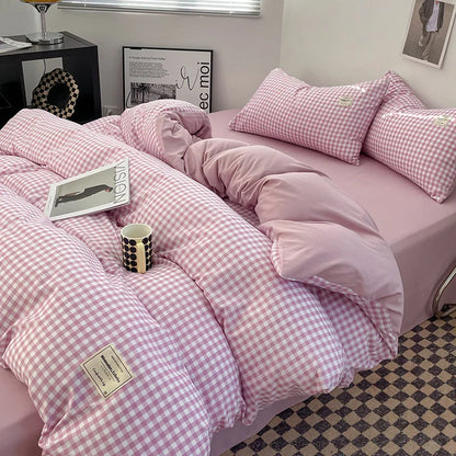 Bed Linen Sheets Duvet Cover Four-piece Set of Washed Cotton Bedding Quilt Covers Three-piece Set for Student Dormitories