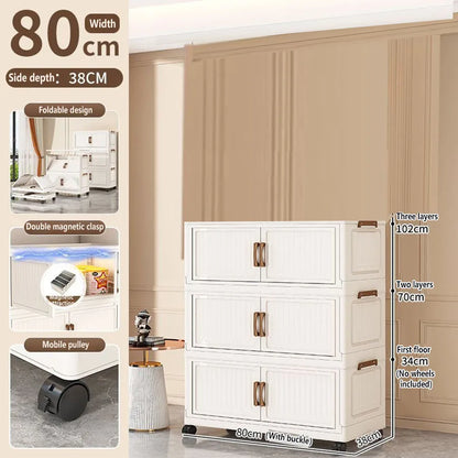 Folding Storage Cabinet Multi-Scene Storage Cabinet Wall-Mounted Kitchen Bathroom Bedroom Living Room Organizer