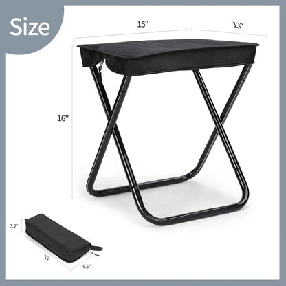 Ultralight Folding Stool for Outdoors, Gardening, Beach, and Hiking - Black, 16 High