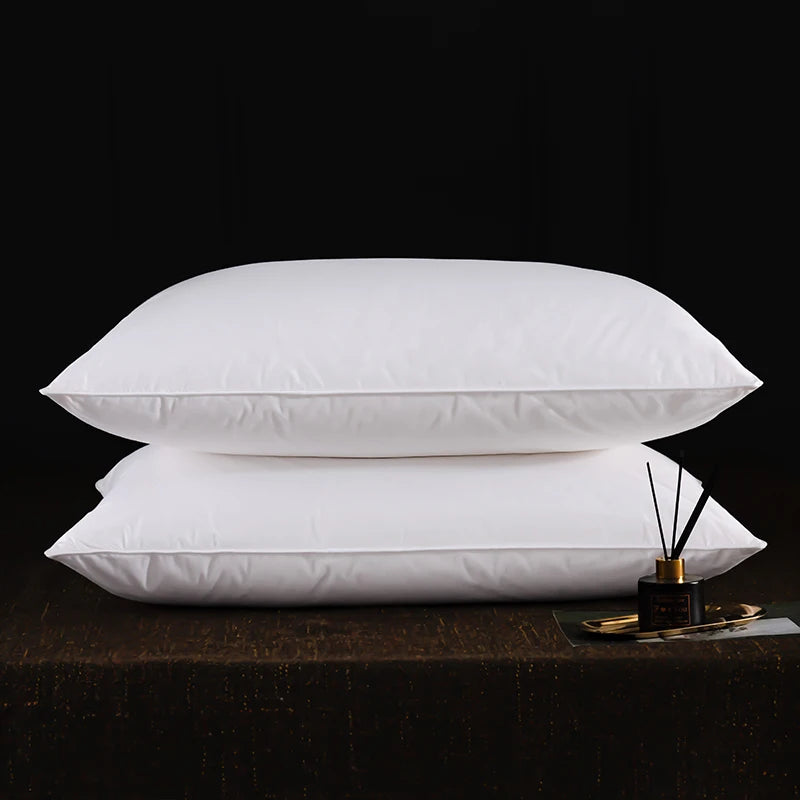 2Pcs 95% Goose Feather Down Pillows Neck Pillows for Sleeping 1 Pair Bed Pillow Inserts 100% Cotton Shell Standard Queen King