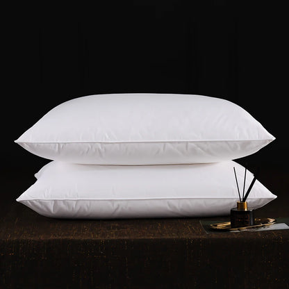 2Pcs 95% Goose Feather Down Pillows Neck Pillows for Sleeping 1 Pair Bed Pillow Inserts 100% Cotton Shell Standard Queen King