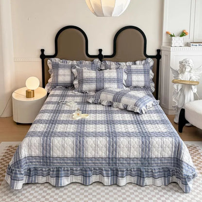 Bonenjoy Bedspread Quilted Bed Cover Ruffles Mattress Protector Thicken Bed Linen Printed Sheets colchas (Pillowcase Need Order)